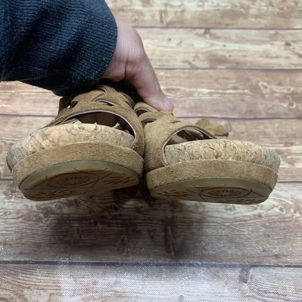 UGG‎ AUSTRALIA Women’s 7 Lilah Chestnut Brown Suede Wedge Slide Sandals 1019976